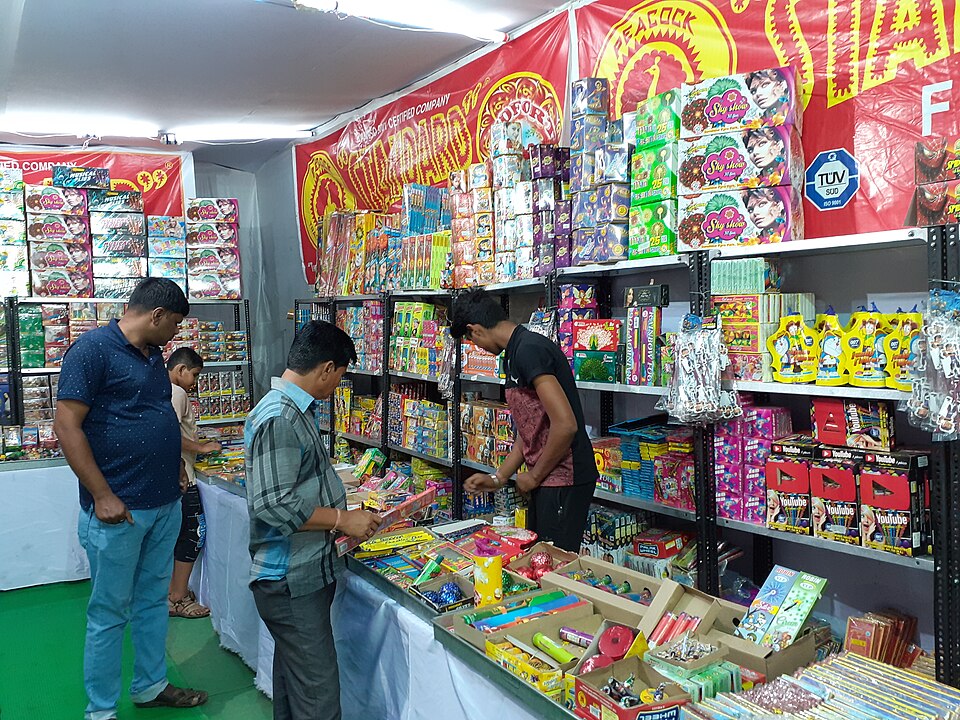 Reference firecracker shop display, Saeed and Sons ki actual inventory nahi